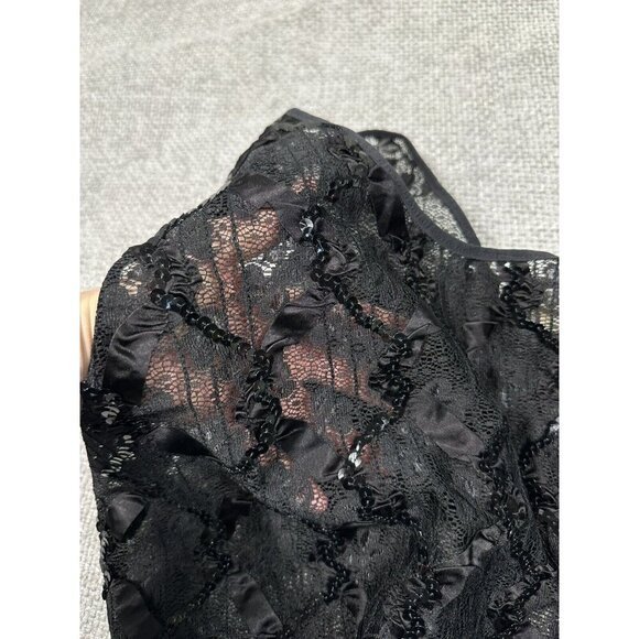 NWOT Vintage Delicates Bodysuit Womens 2X 22/24 Black Sheer Sequin‎ Sexy - Picture 14 of 15
